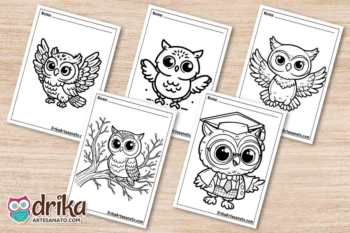 50 Desenhos de Coruja para Colorir Grátis em PDF