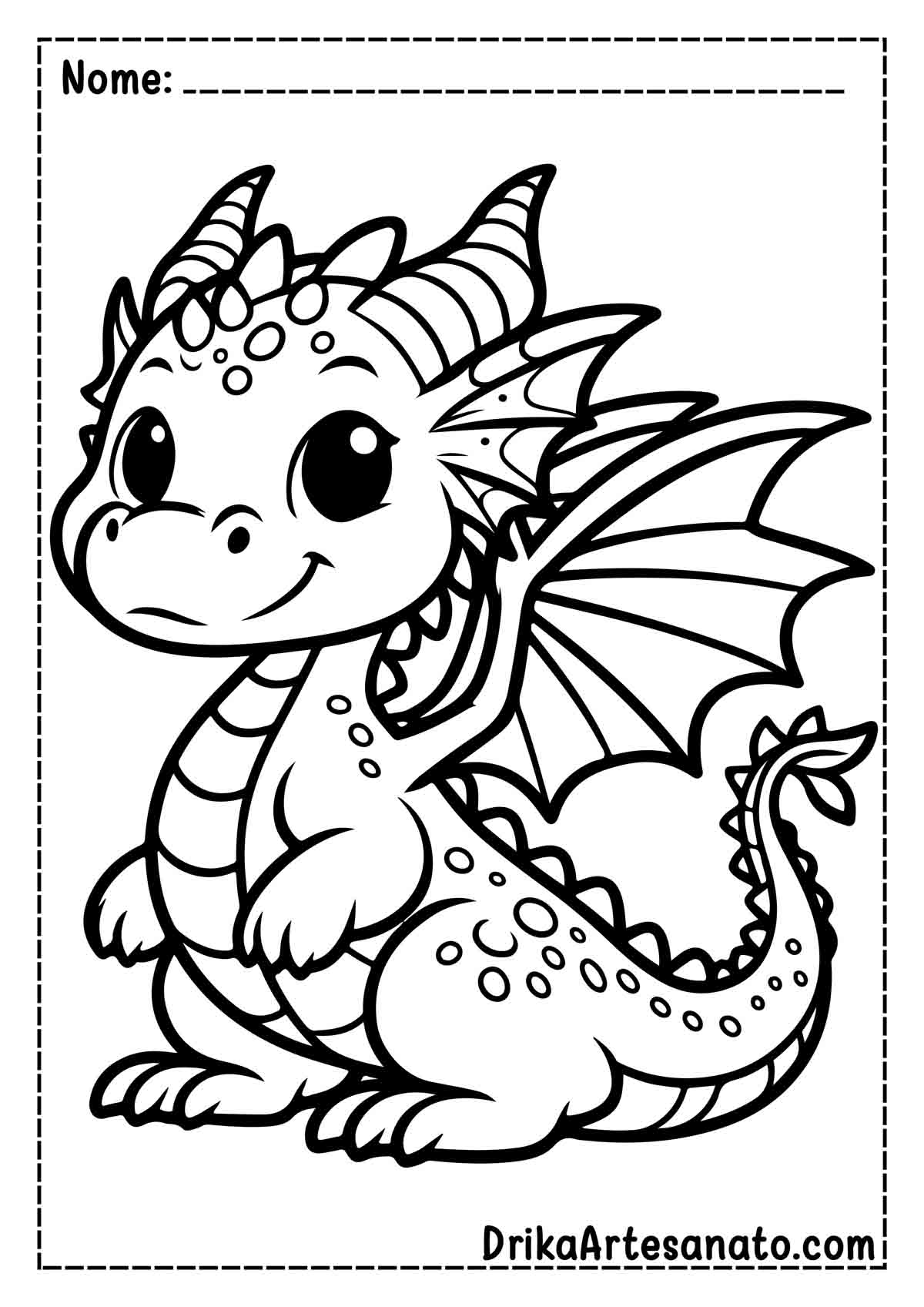 Desenho de Dragão Simples para Colorir