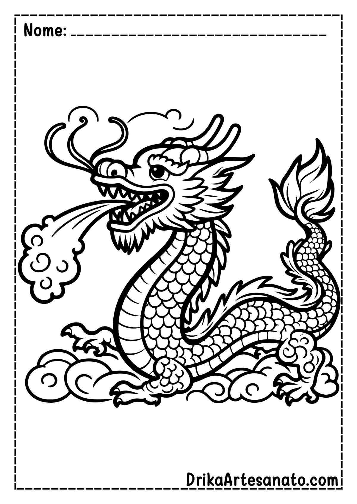 Desenho de Dragão Chinês para Colorir