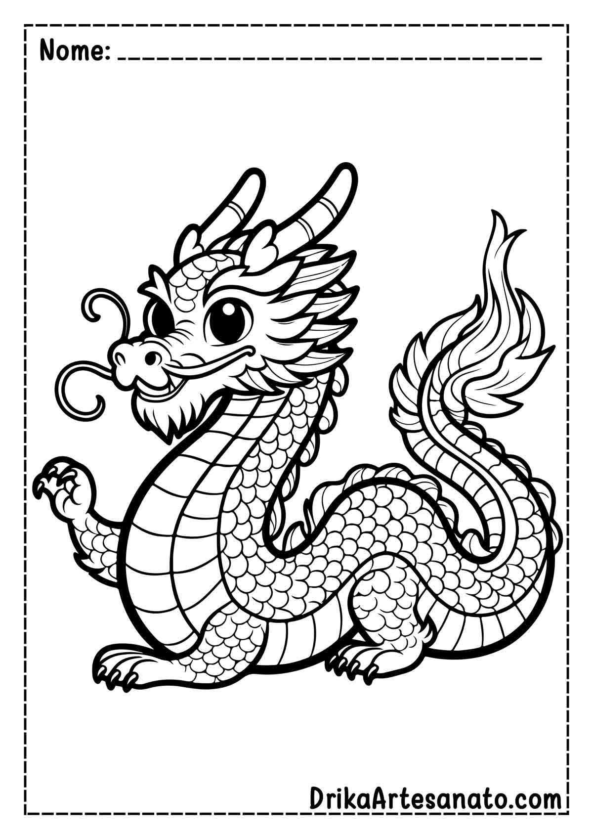 Desenho de Dragão Chinês para Pintar