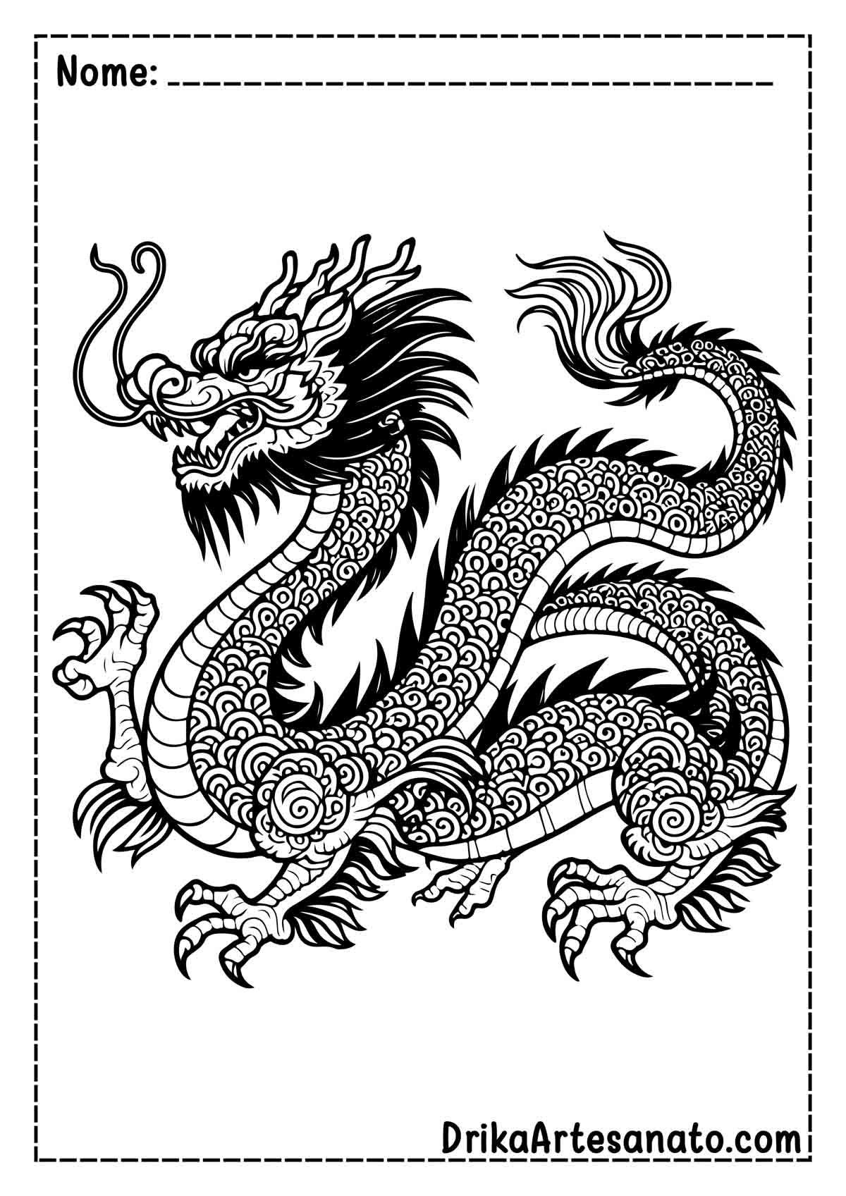 Desenho de Dragão Chinês para Imprimir