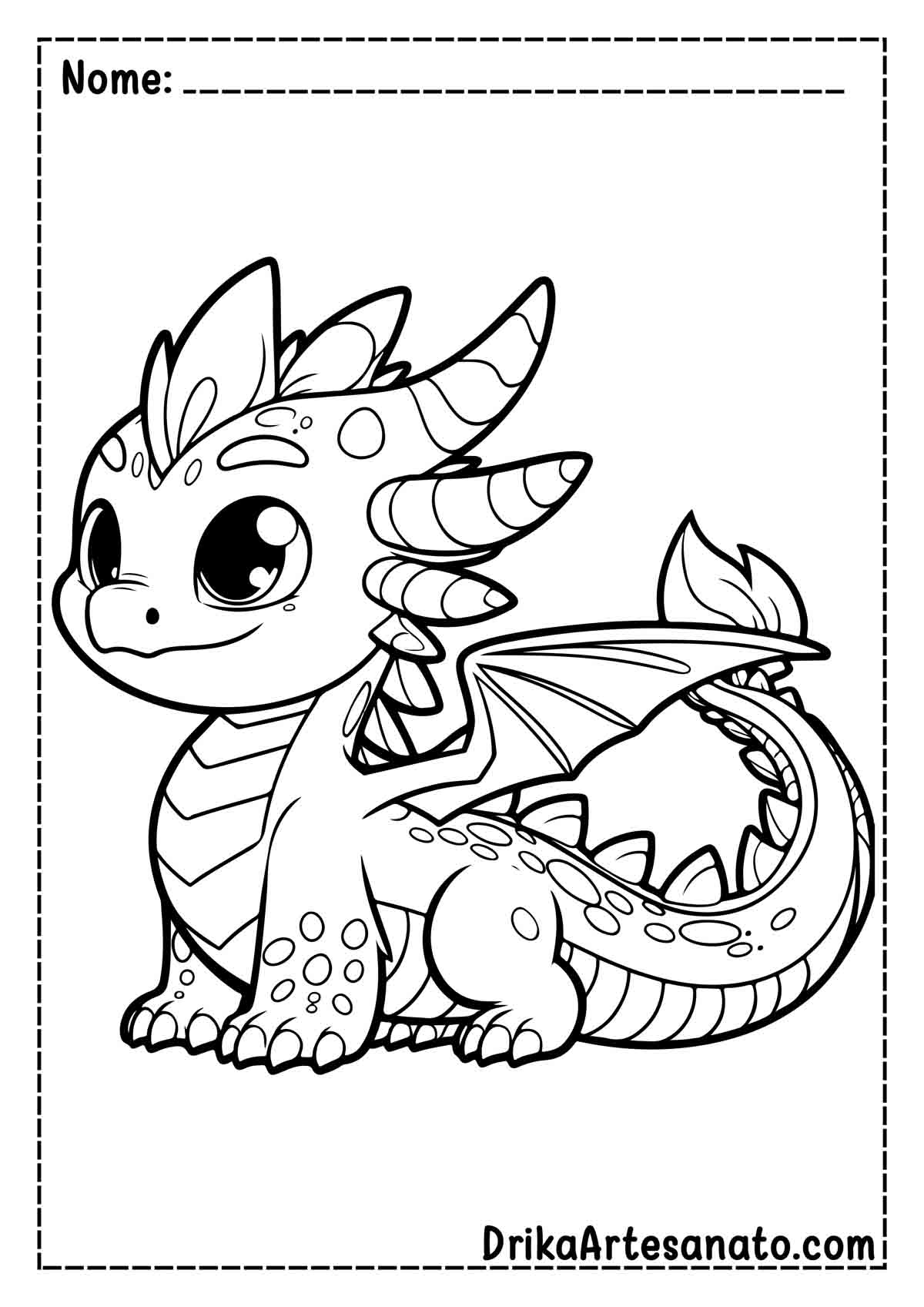 Desenho de Dragão Infantil para Imprimir