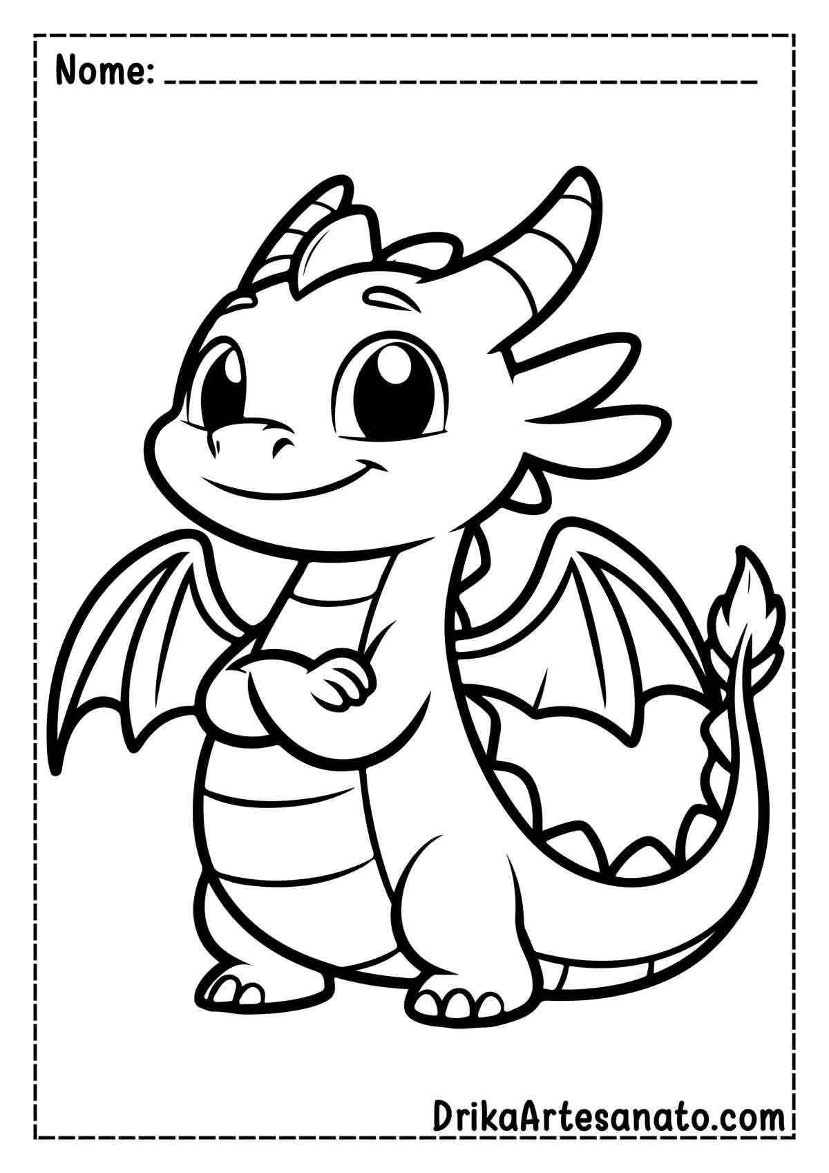 Desenho de Dragão Infantil para Colorir e Imprimir