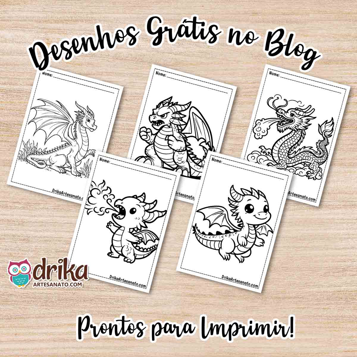 Desenhos de Dragão para Colorir Grátis em PDF