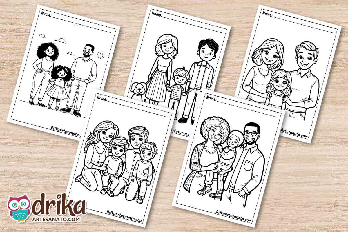 50 Desenhos de Famílias para Colorir Grátis em PDF