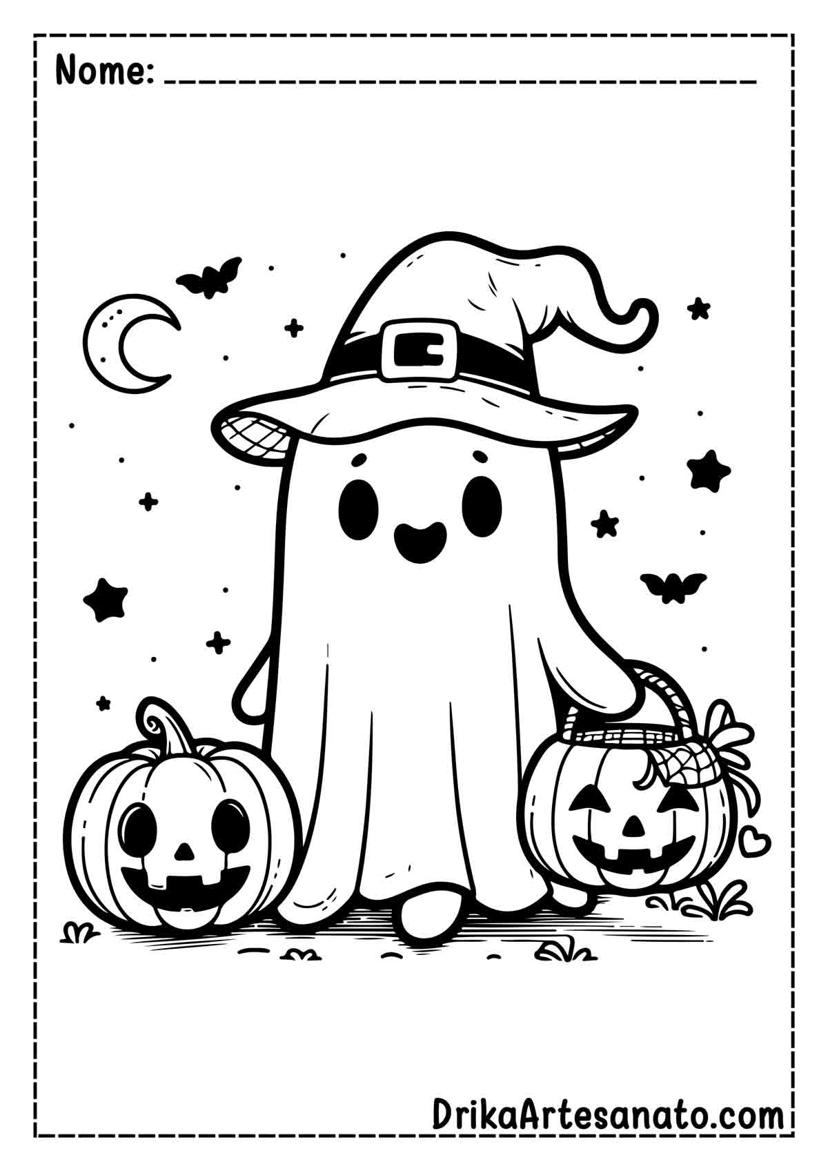 Desenho de Fantasma de Halloween para Pintar