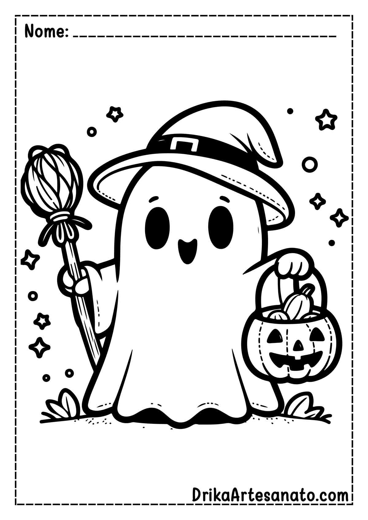 Desenho de Fantasma de Halloween para Imprimir