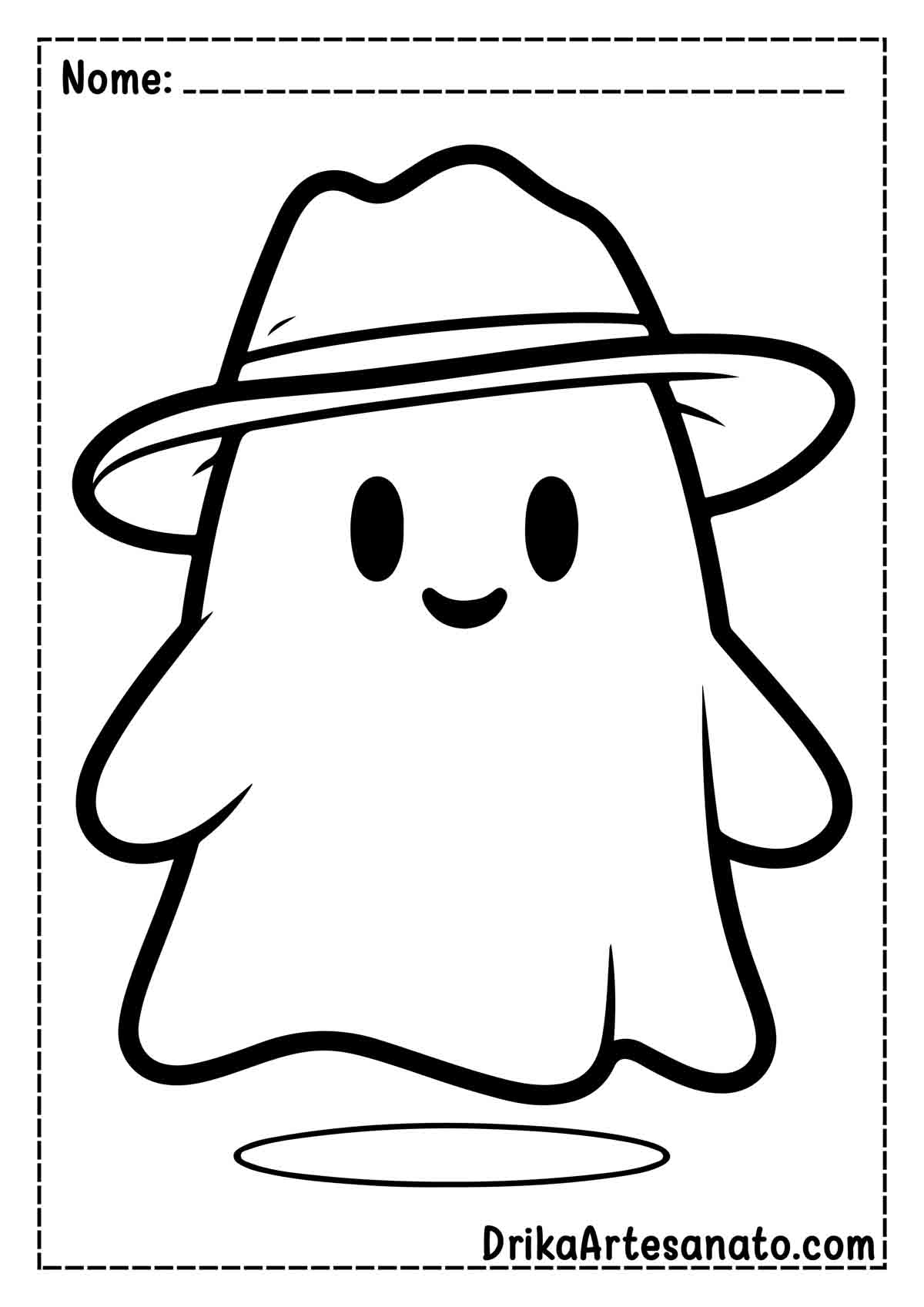 Desenho de Fantasma Fofo para Colorir e Imprimir