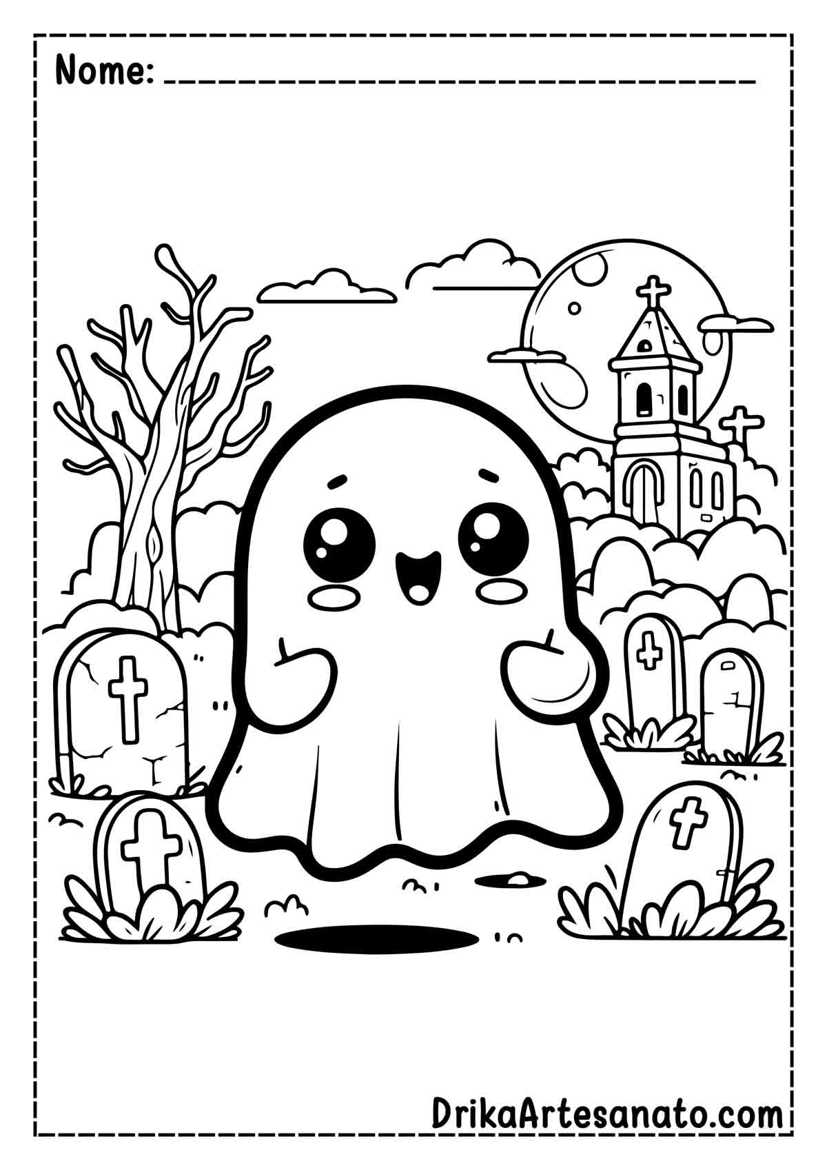 Desenho de Fantasma Infantil para Imprimir