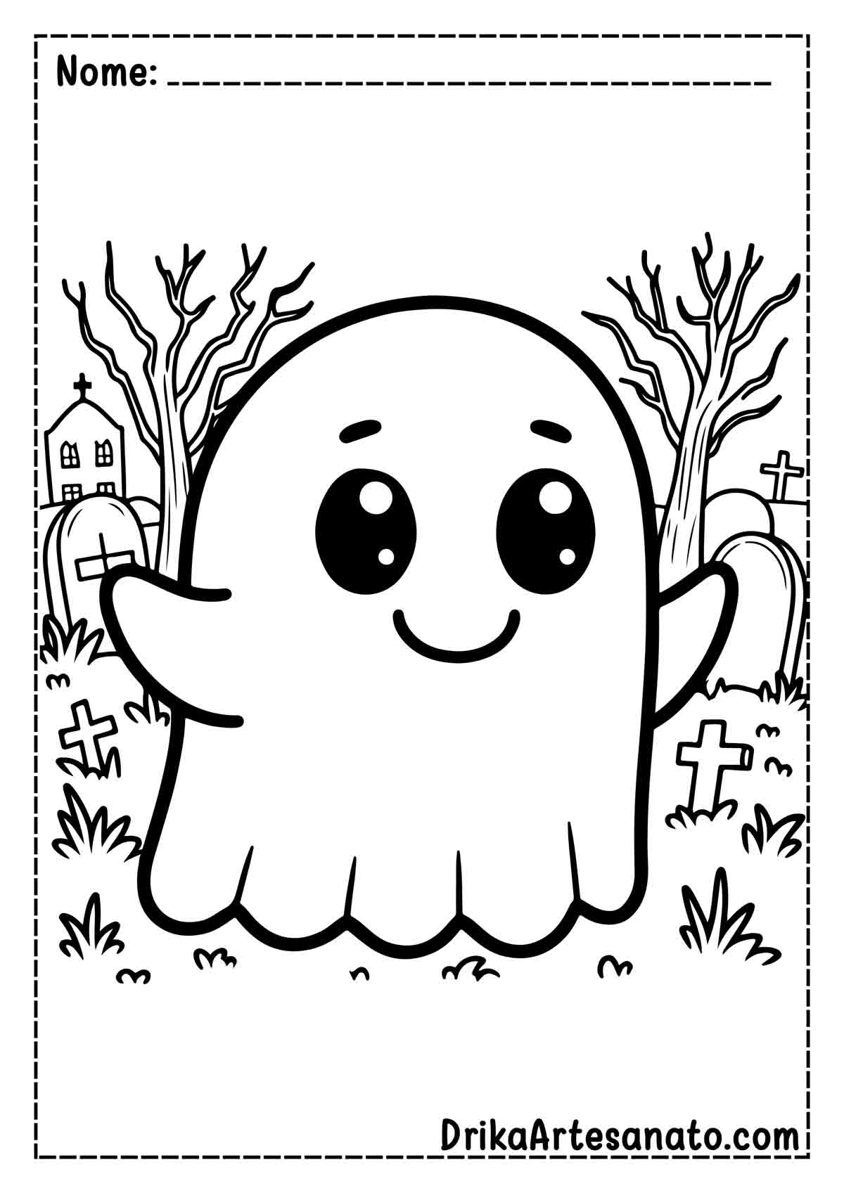 Desenho de Fantasma Fofo para Colorir