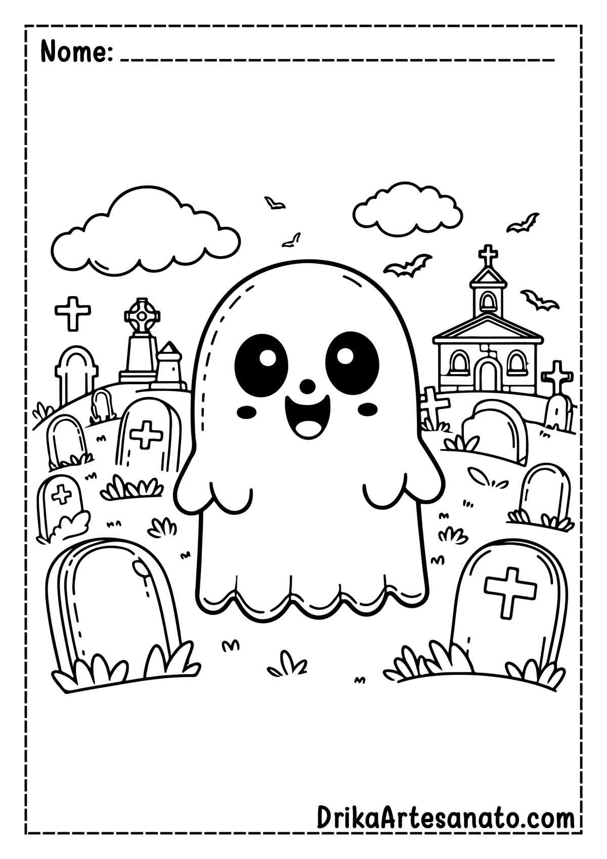 Desenho de Fantasma para Colorir e Imprimir