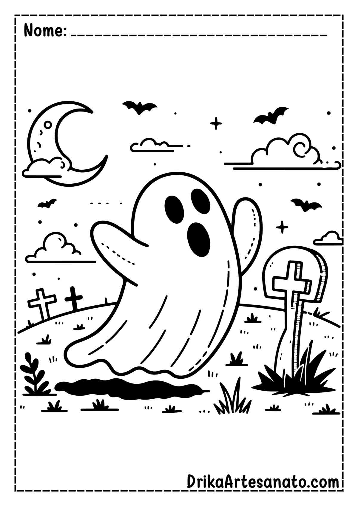 Desenho de Fantasma Assustador para Colorir e Imprimir