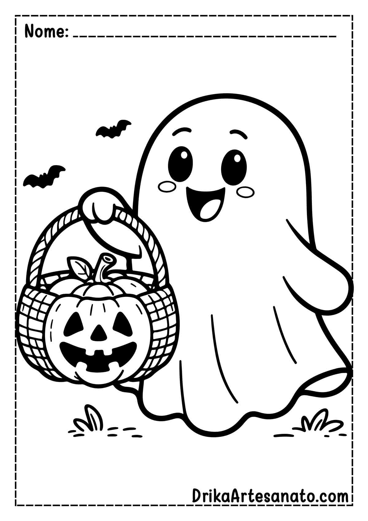 Desenho de Fantasma Infantil para Colorir e Imprimir