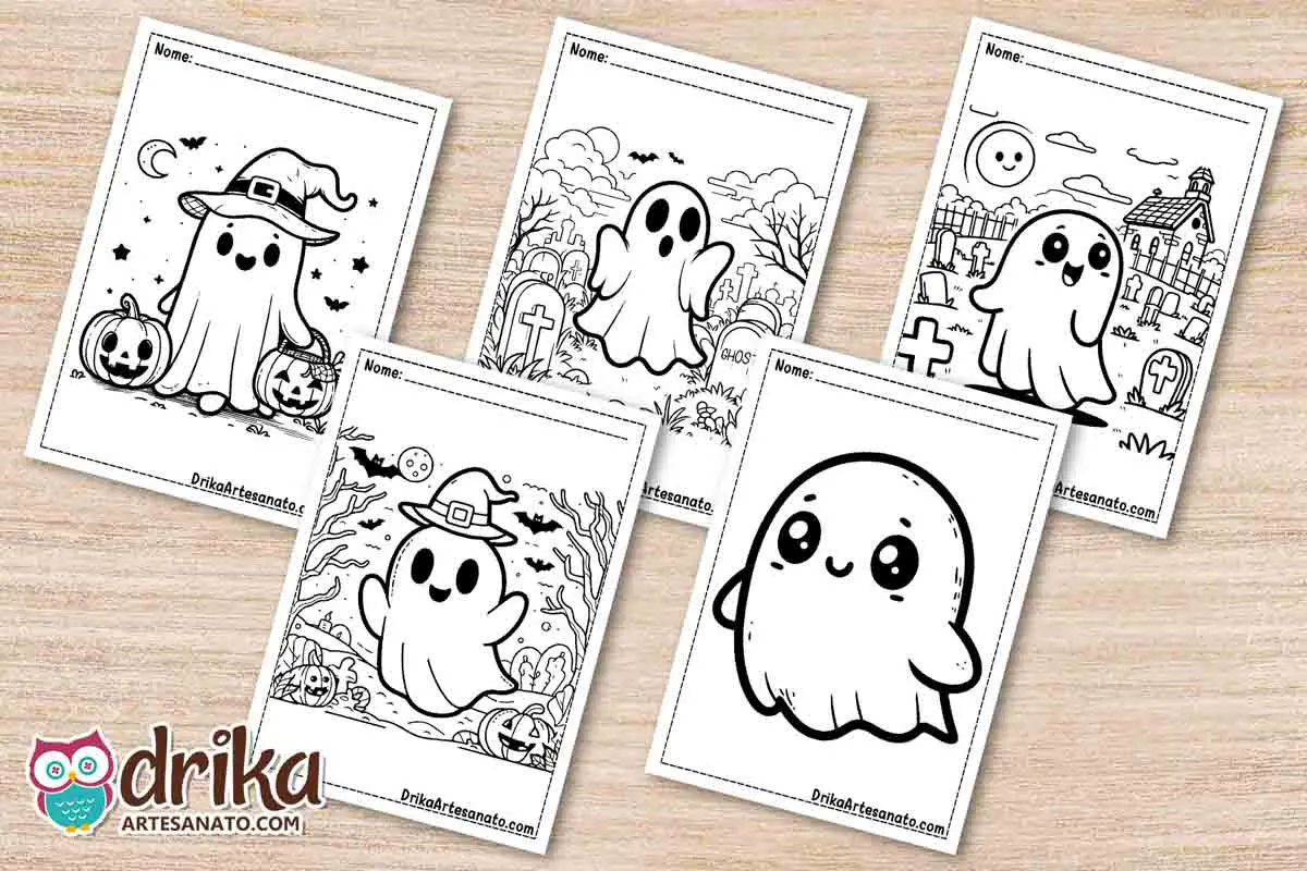 50 Desenhos de Fantasma para Colorir Grátis em PDF