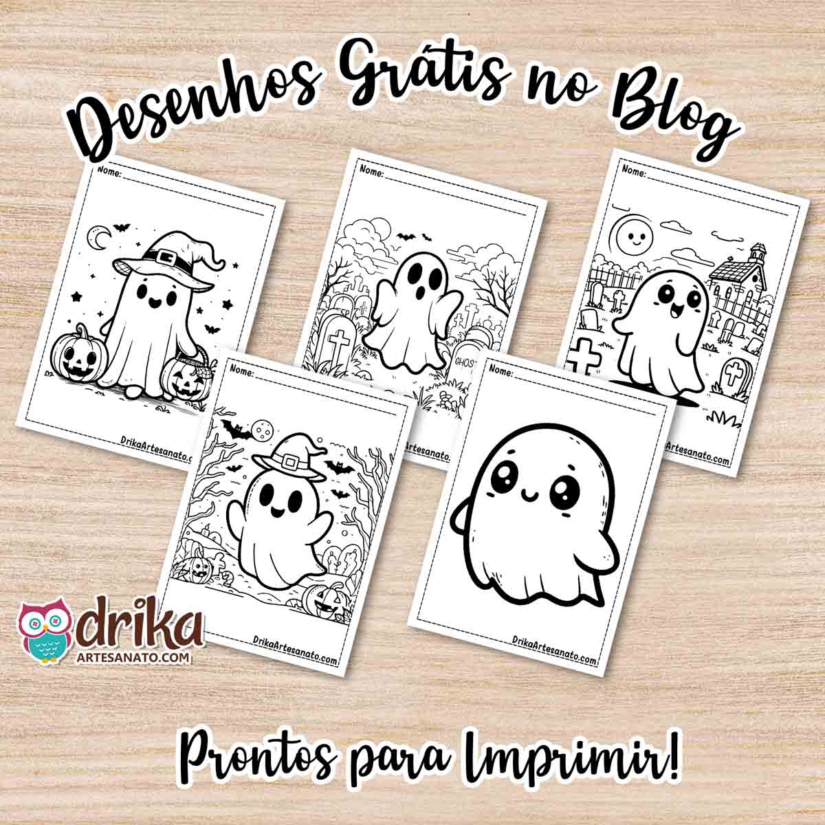 Desenhos de Fantasma para Colorir Grátis em PDF