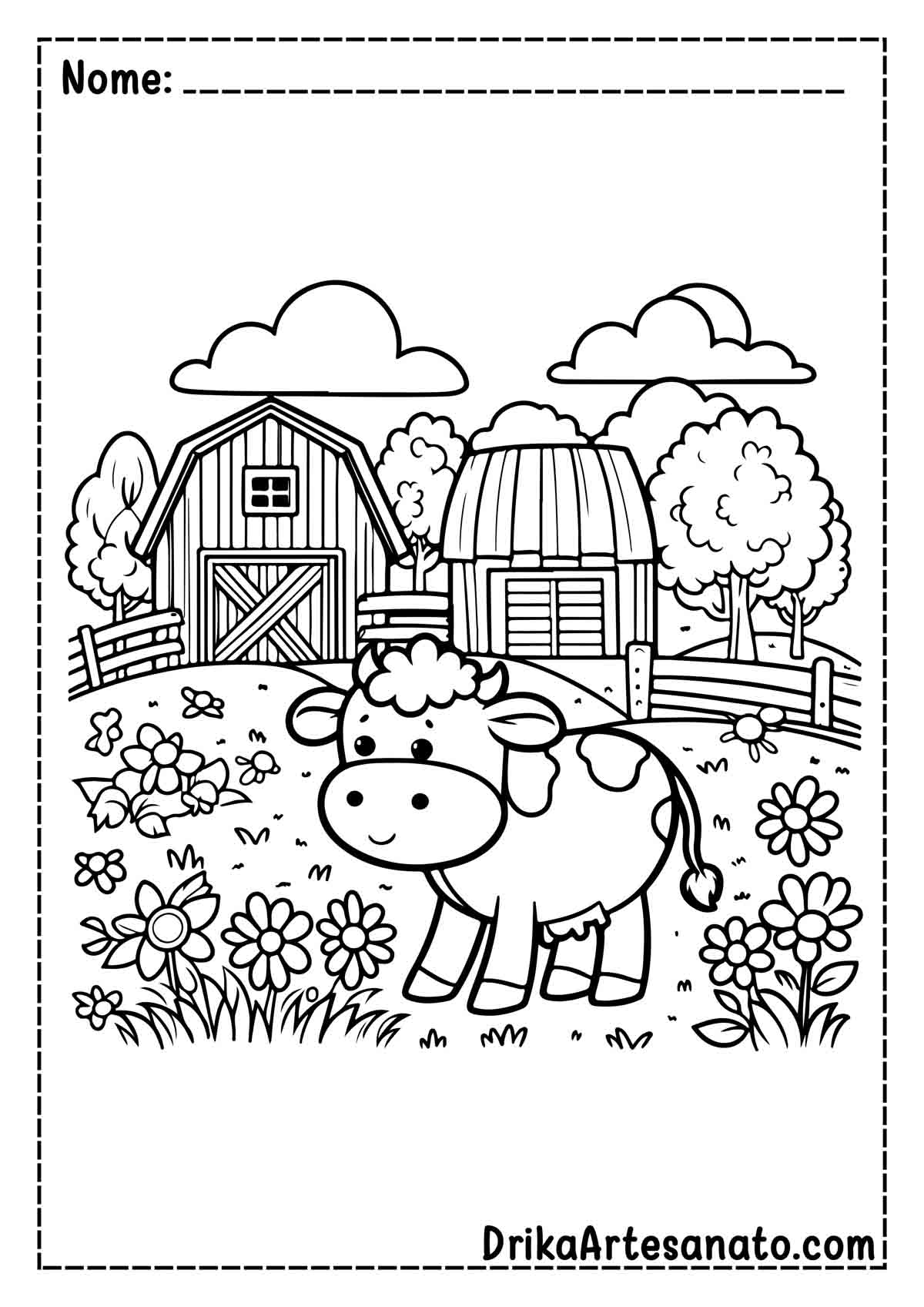 Desenho de Fazenda Infantil para Colorir