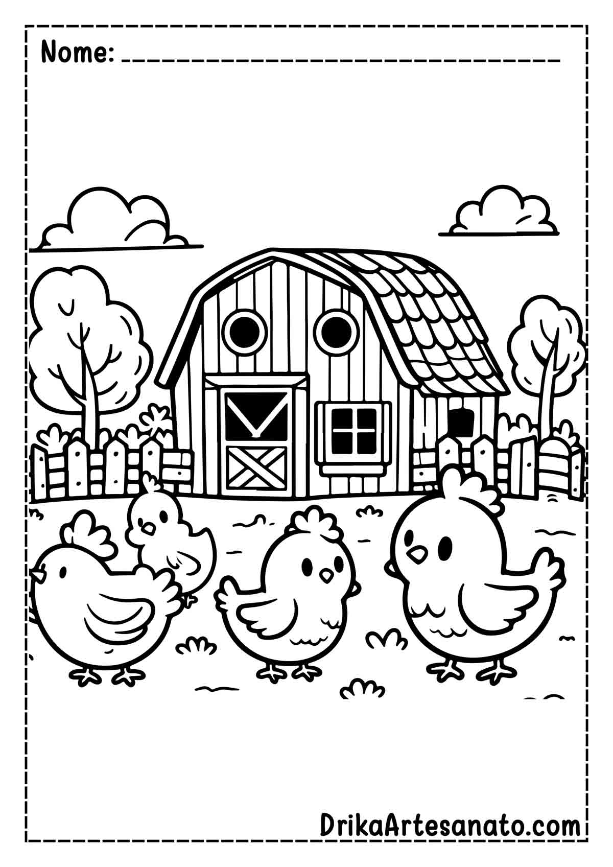 Desenho de Fazenda com Animais para Colorir