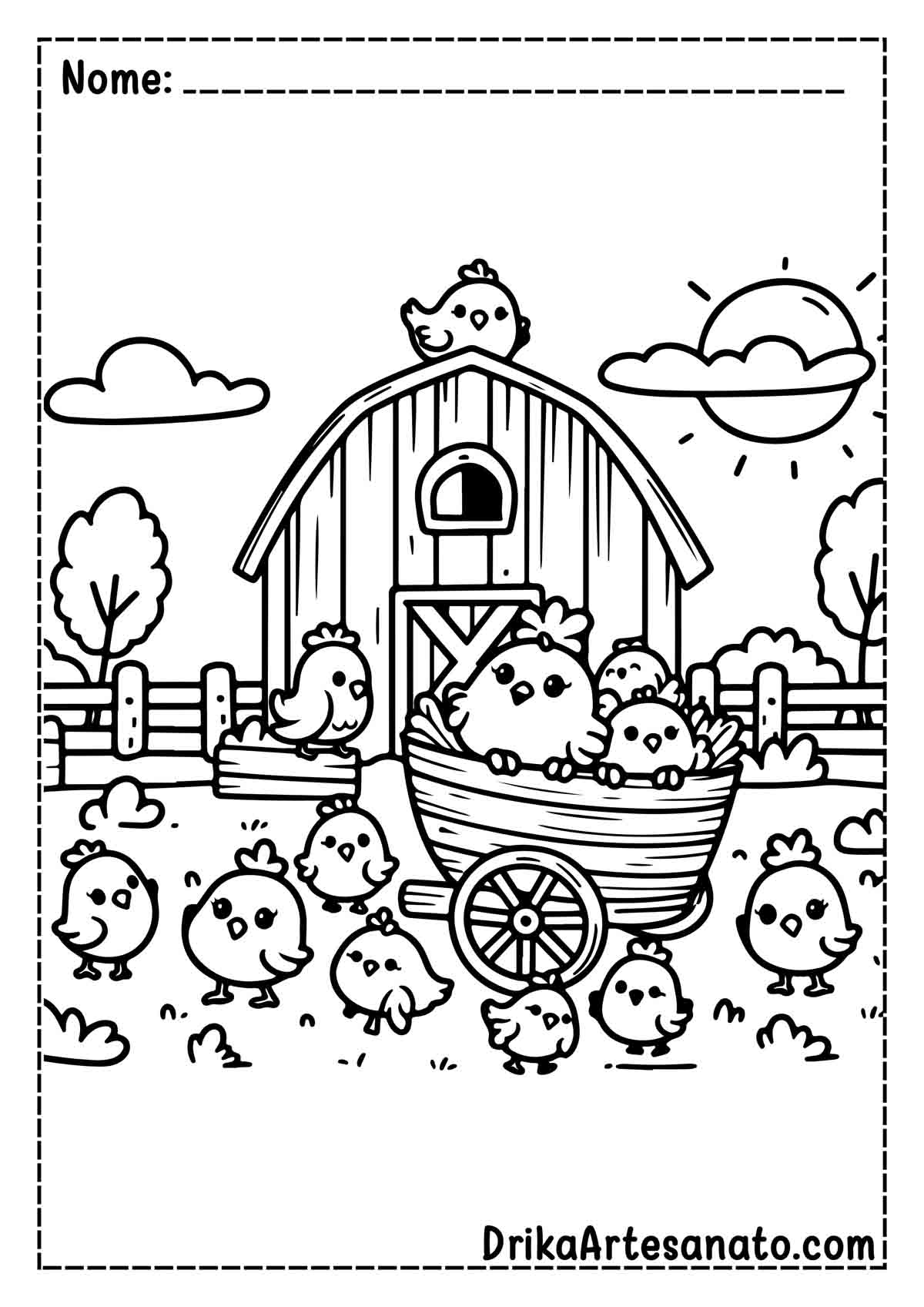 Desenho de Fazenda com Animais para Colorir