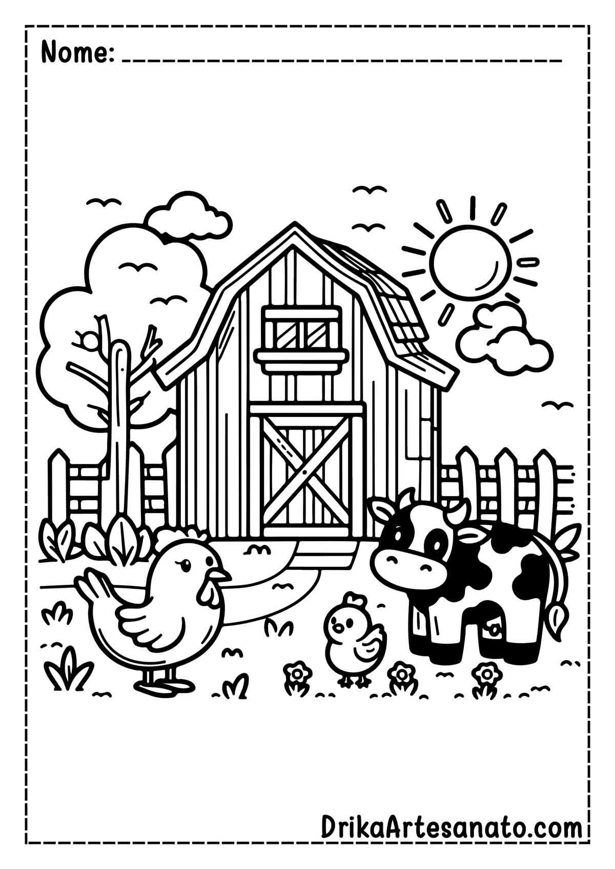 Desenho de Fazenda Infantil para Pintar