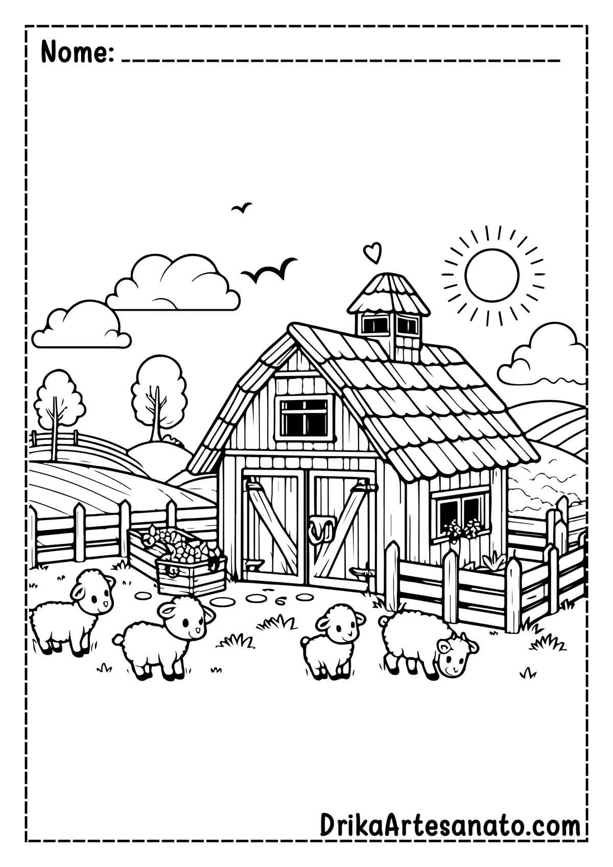 Desenho de Fazenda Infantil para Colorir