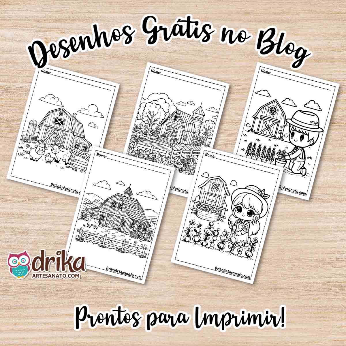 Desenhos de Fazenda para Colorir Grátis em PDF