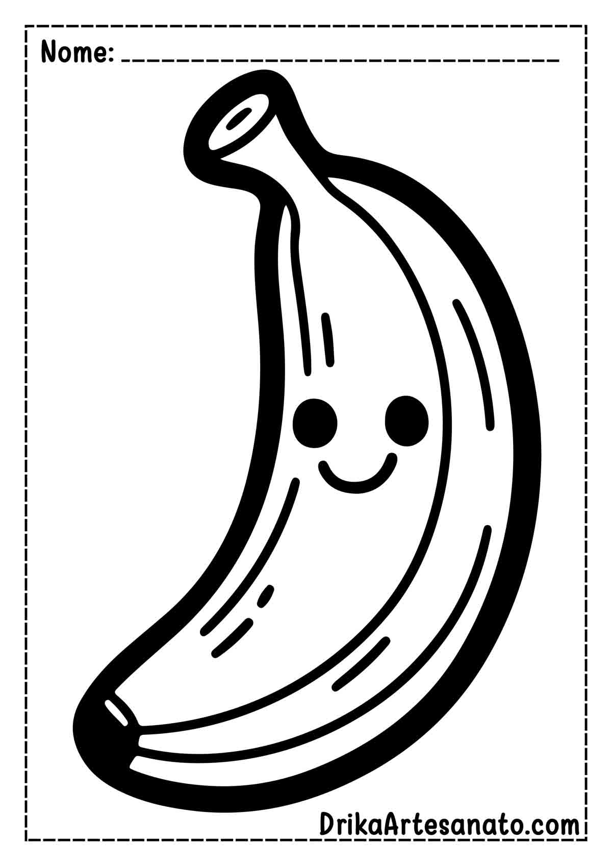 Desenho de Banana Infantil para Colorir e Imprimir