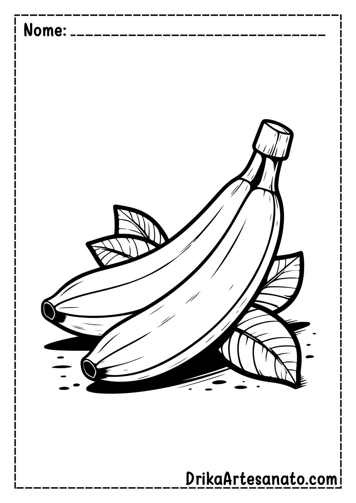 Desenho de Banana Realista para Imprimir