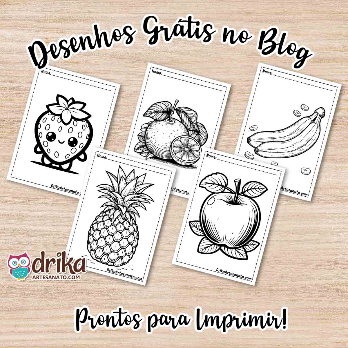 Desenhos de Frutas para Colorir Grátis em PDF