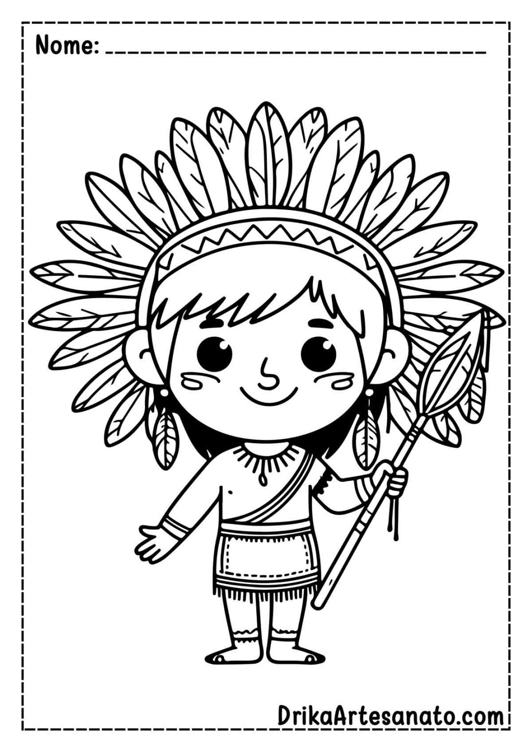 50 Desenhos de Índios para Colorir Grátis em PDF