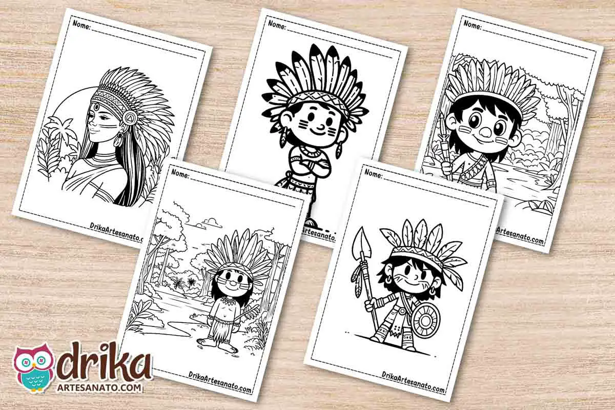 50 Desenhos de Índios para Colorir Grátis em PDF