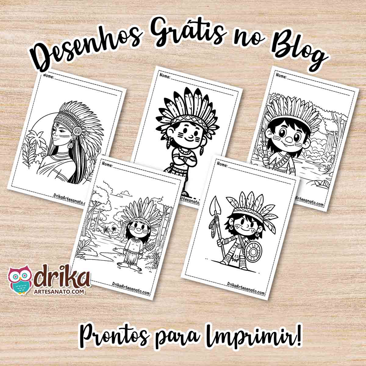 Desenhos de Índios para Colorir Grátis em PDF