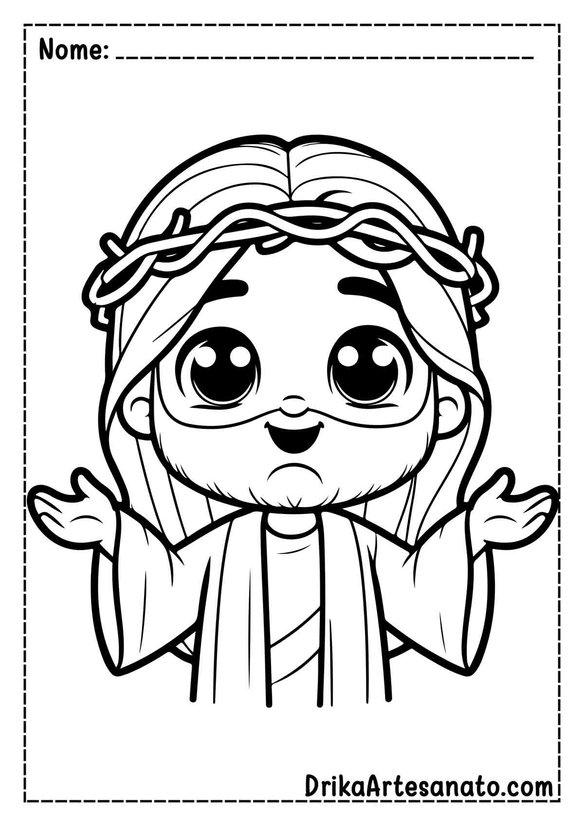 Desenho de Jesus Infantil para Colorir e Imprimir