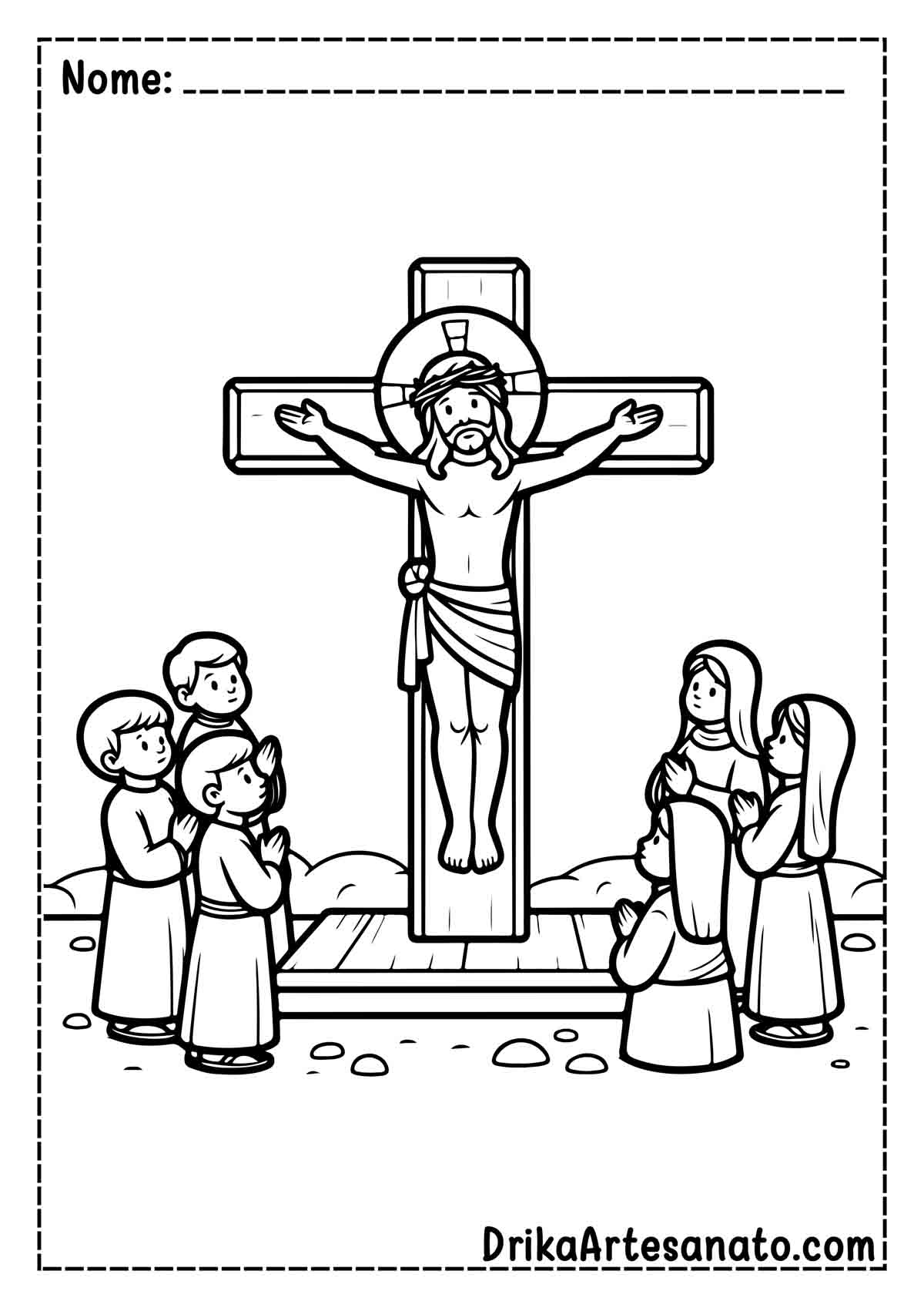 Desenho de Jesus na Cruz para Colorir