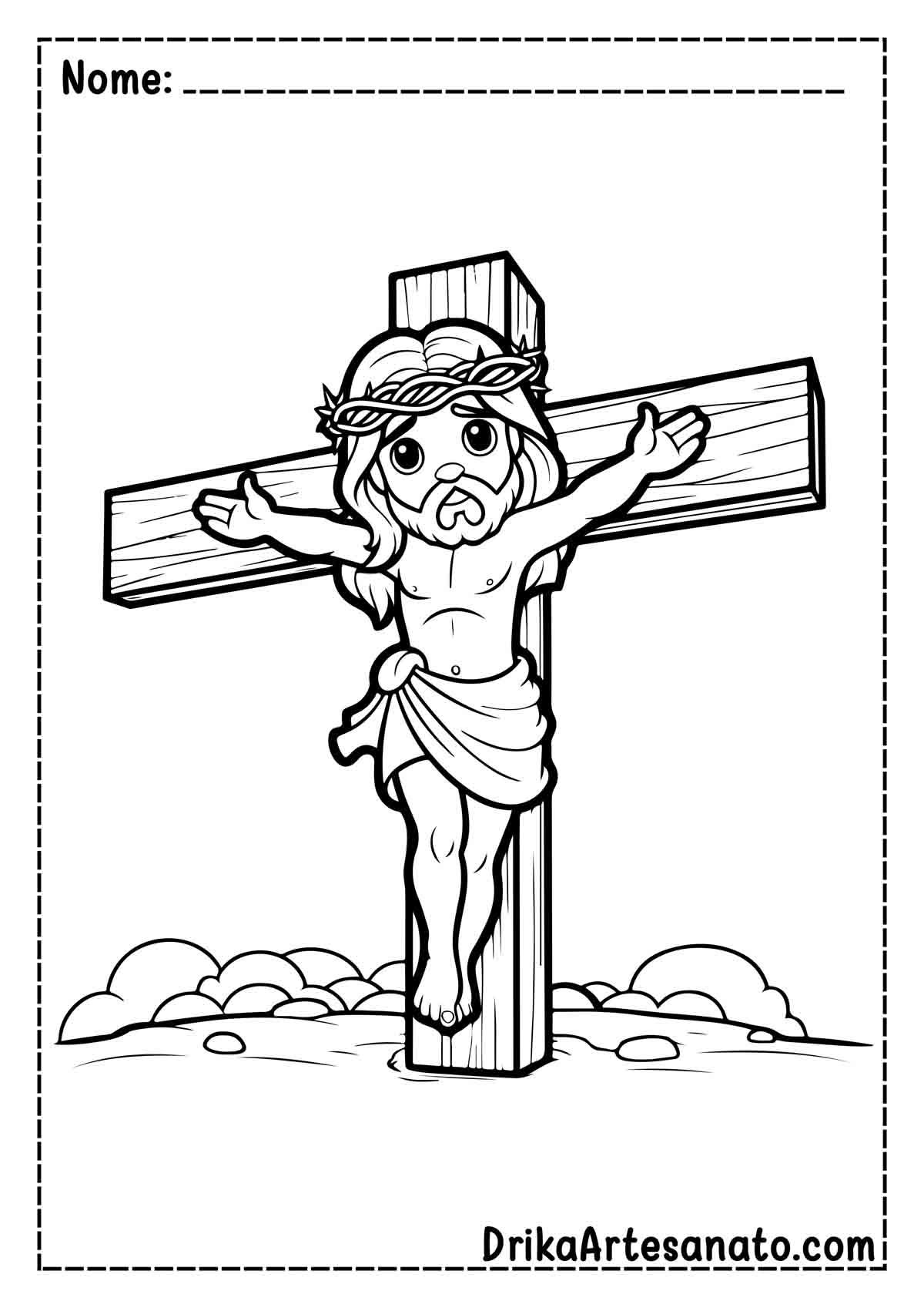 Desenho de Jesus na Cruz para Colorir e Imprimir