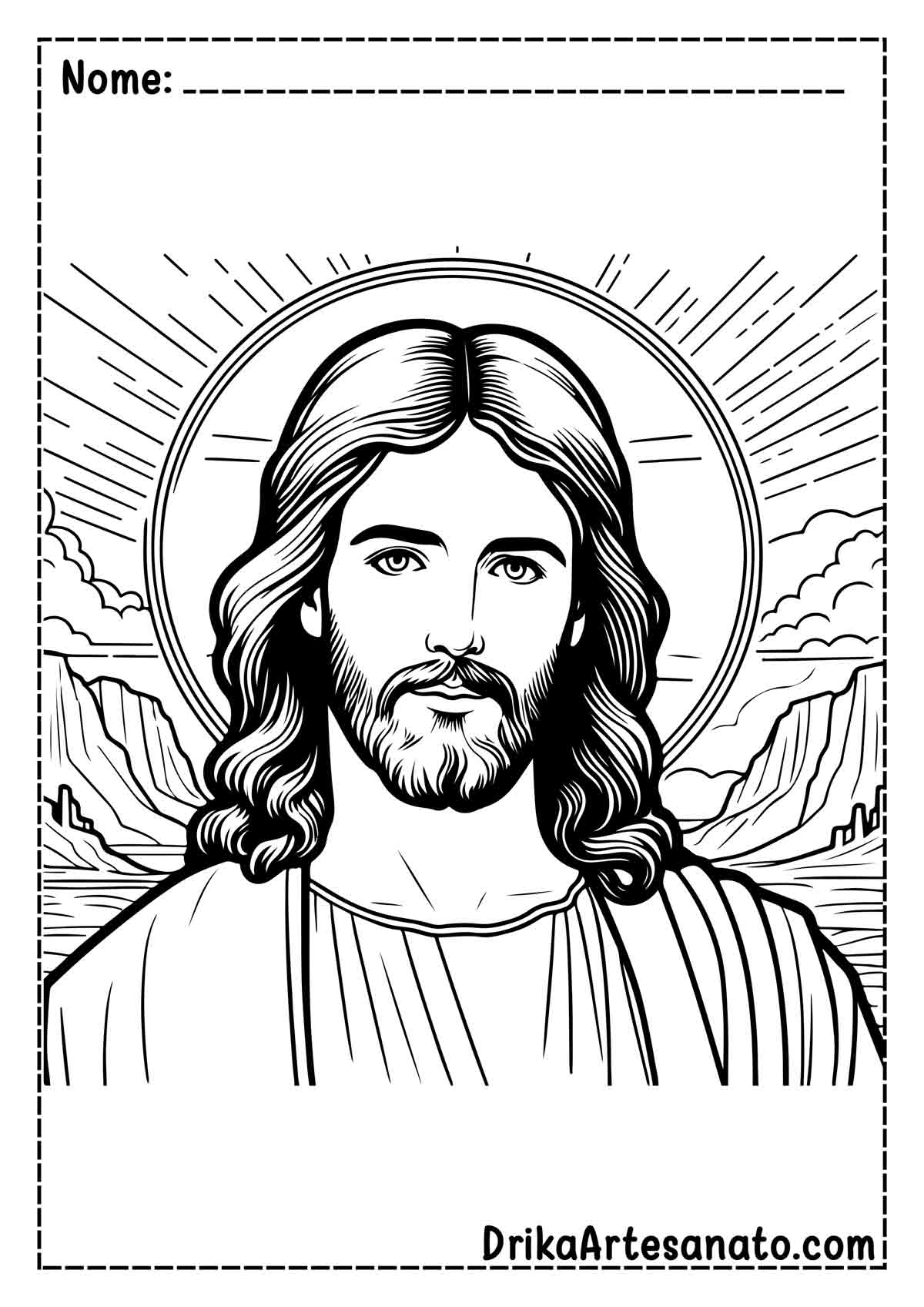 Desenho de Jesus Realista para Colorir e Imprimir