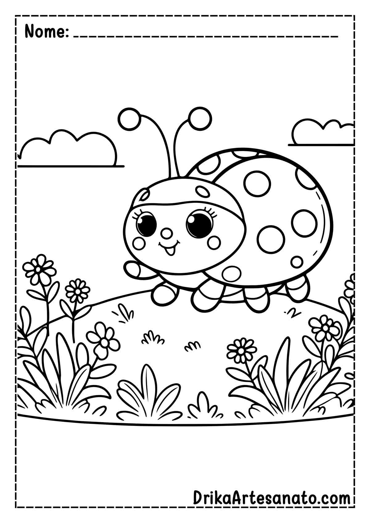 Desenho de Joaninha Simples para Colorir e Imprimir