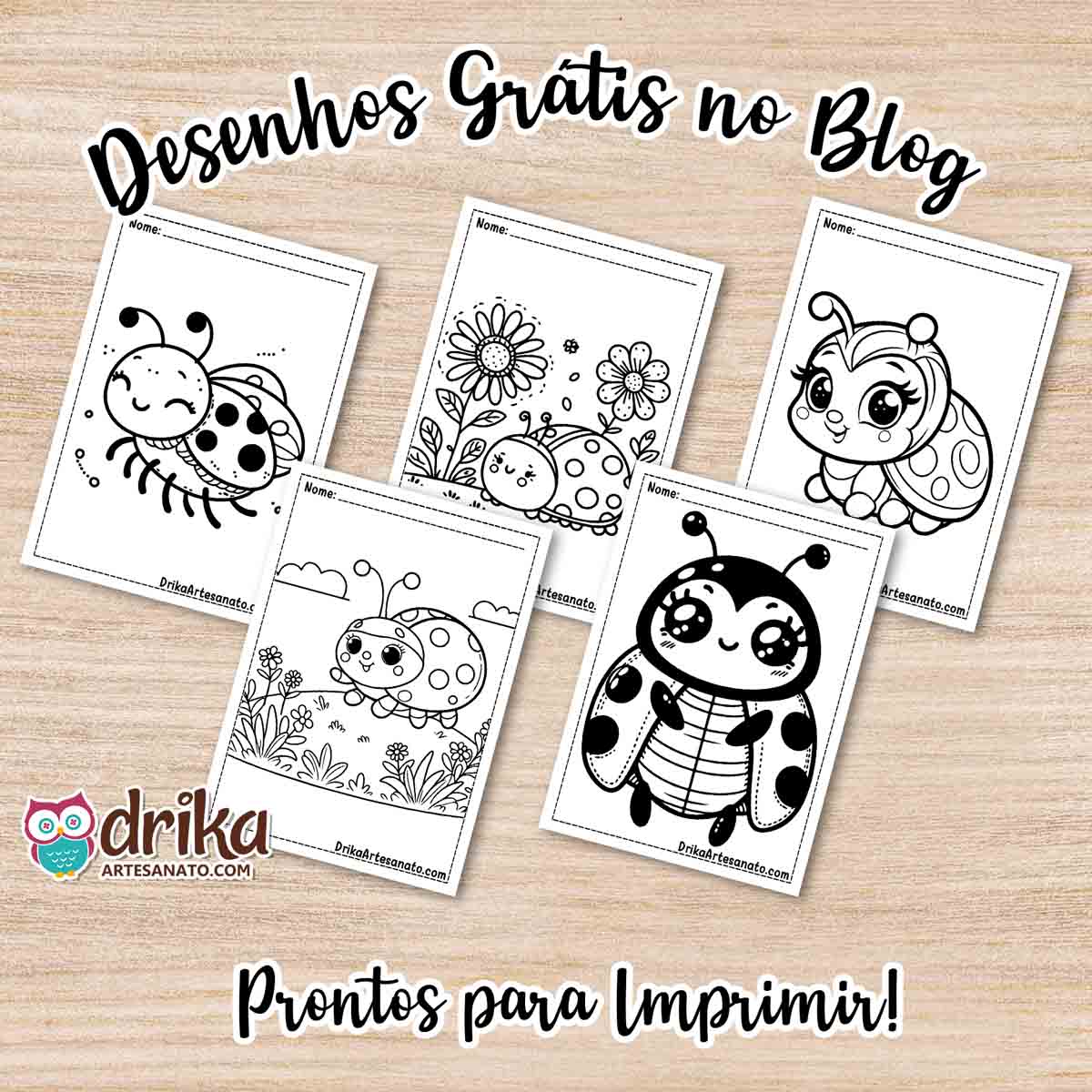 Desenhos de Joaninha para Colorir Grátis em PDF