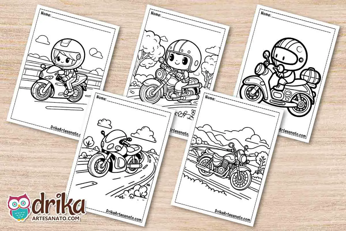 50 Desenhos de Motos para Colorir Grátis em PDF