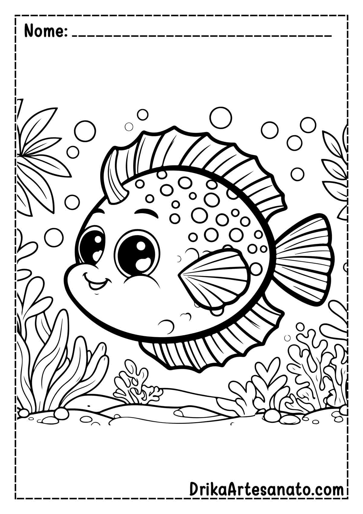 Desenho de Peixe para Pintar e Imprimir