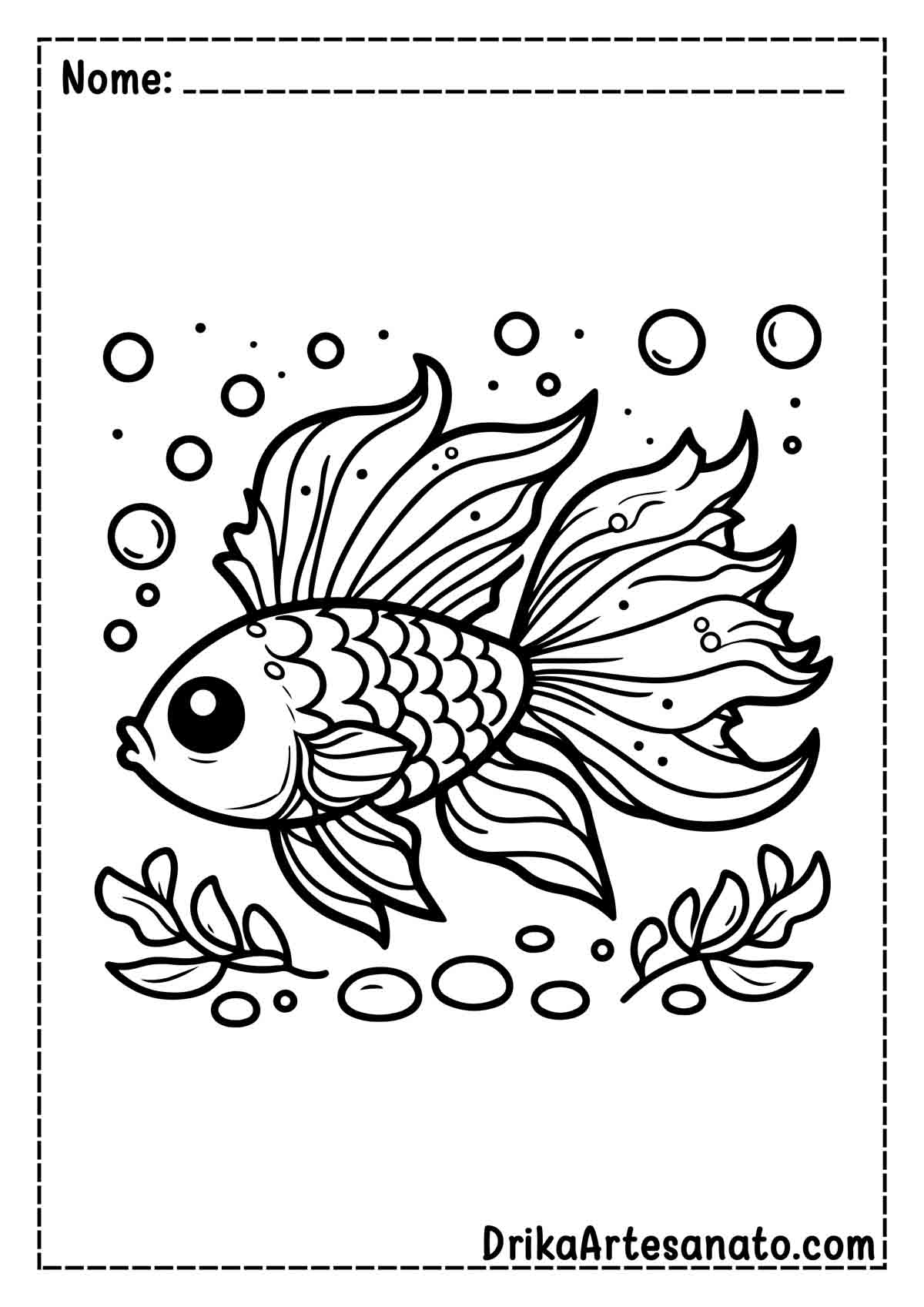 Desenho de Peixe Pequeno para Pintar