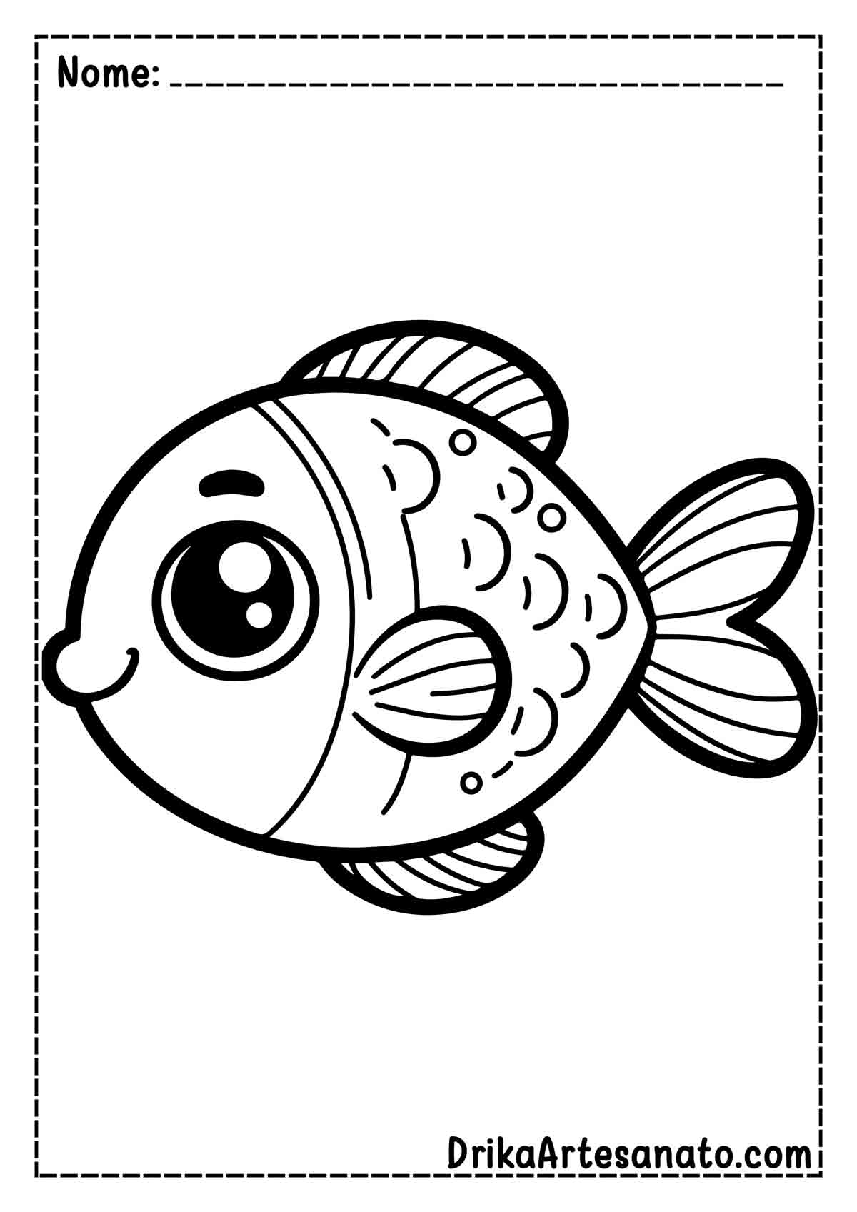 Desenho de Peixe Simples para Colorir e Imprimir