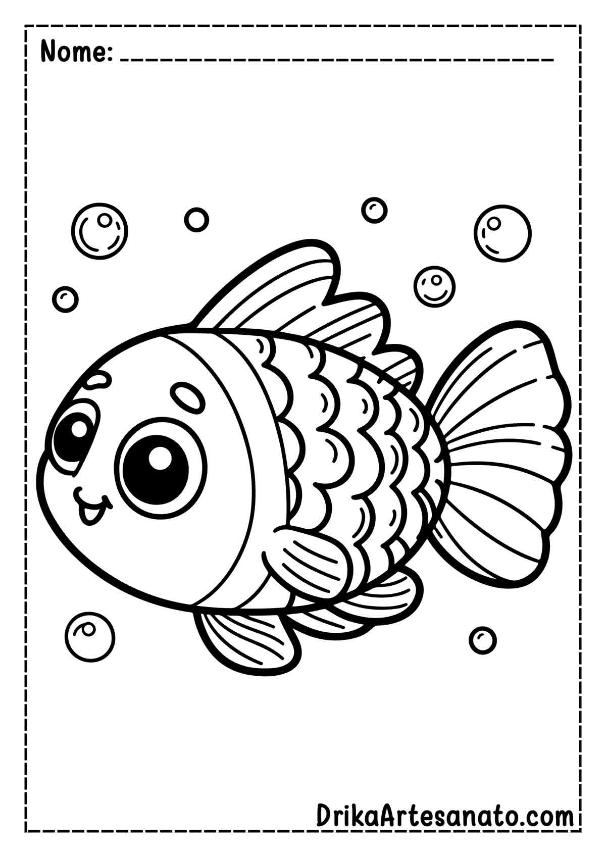 Desenho de Peixe Fácil para Colorir e Imprimir