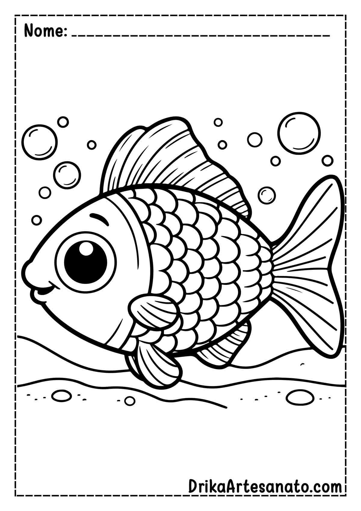 Desenho de Peixe Infantil para Colorir