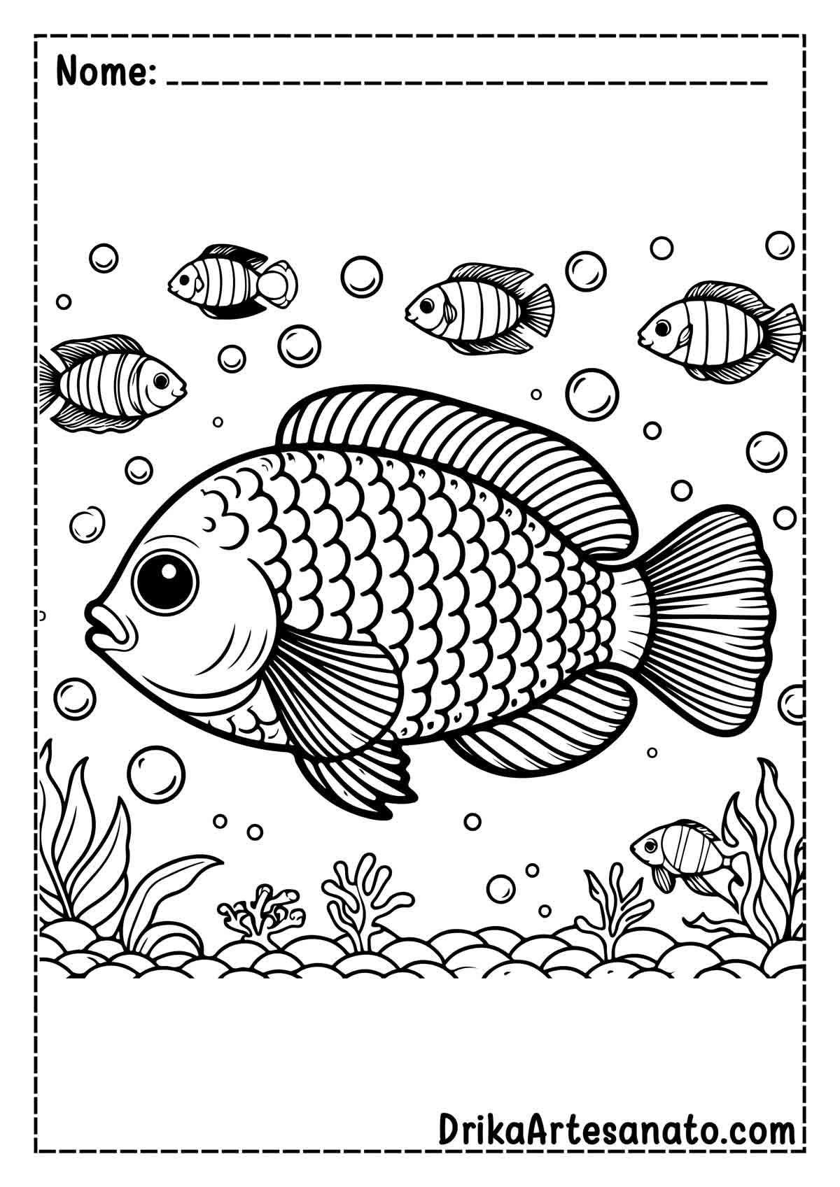 Desenho de Peixe para Colorir e Imprimir