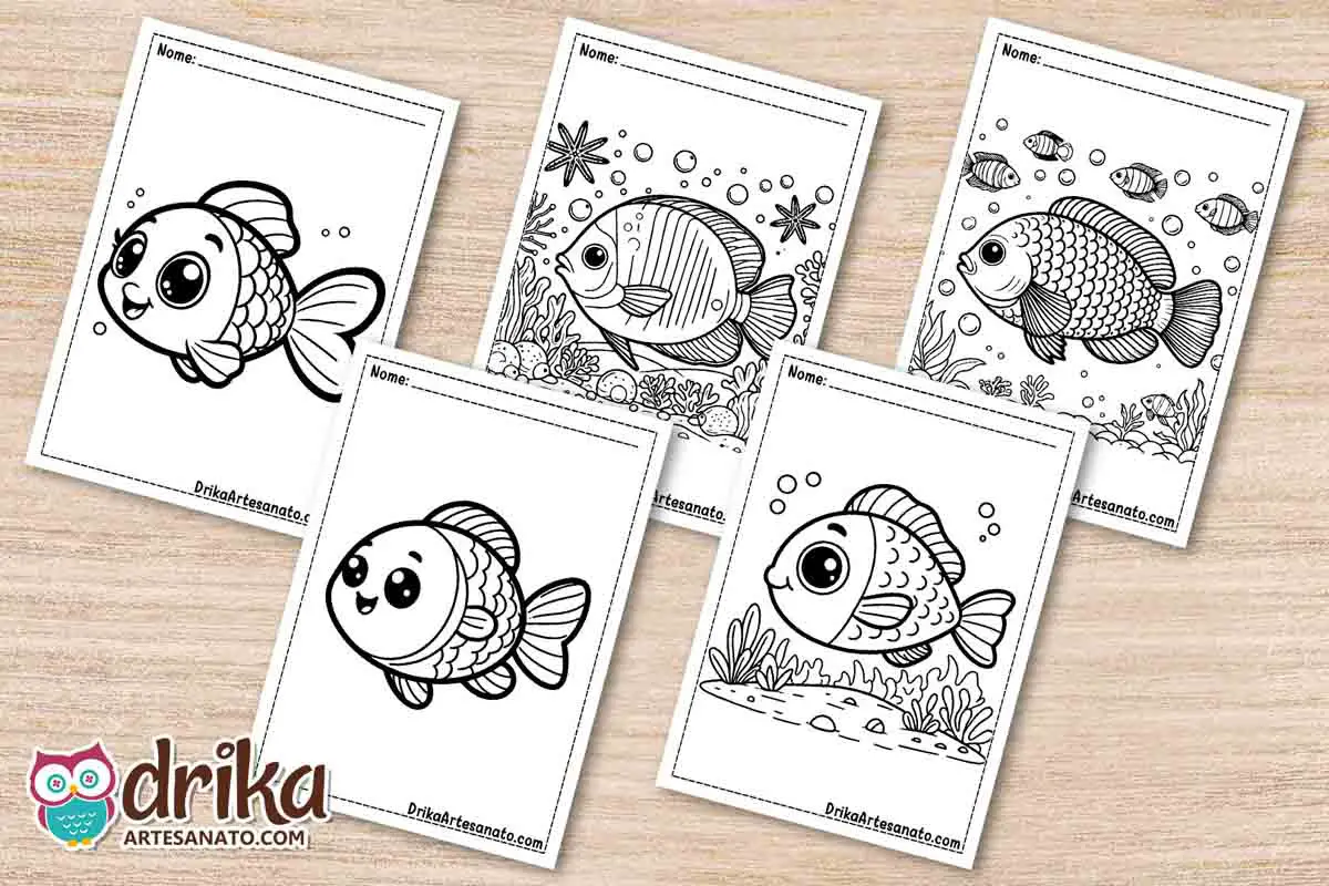 50 Desenhos de Peixe para Colorir Grátis em PDF