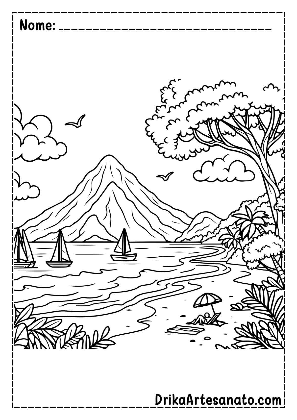 Desenho de Praia para Colorir