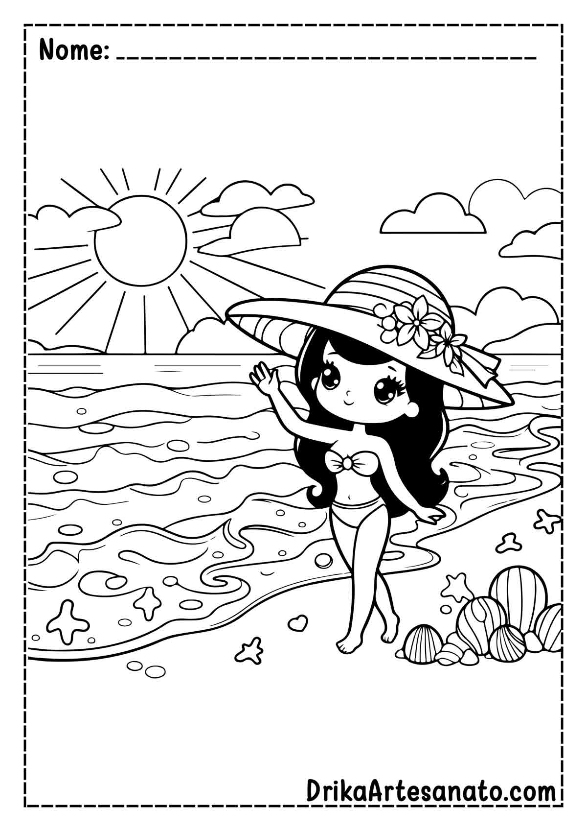 Desenho de Praia para Colorir