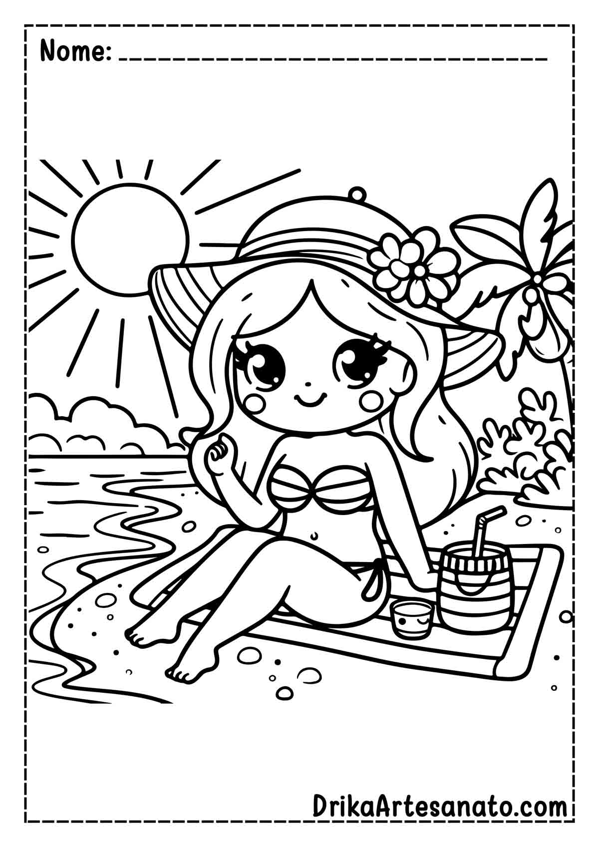 Desenho de Praia para Pintar