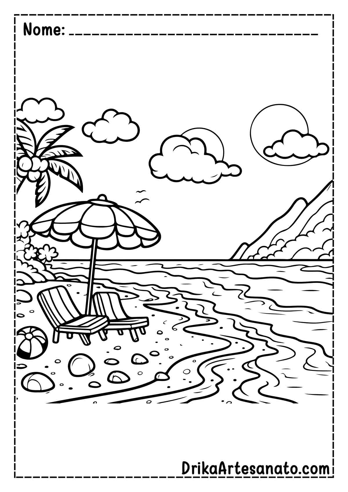 Desenho de Praia para Colorir