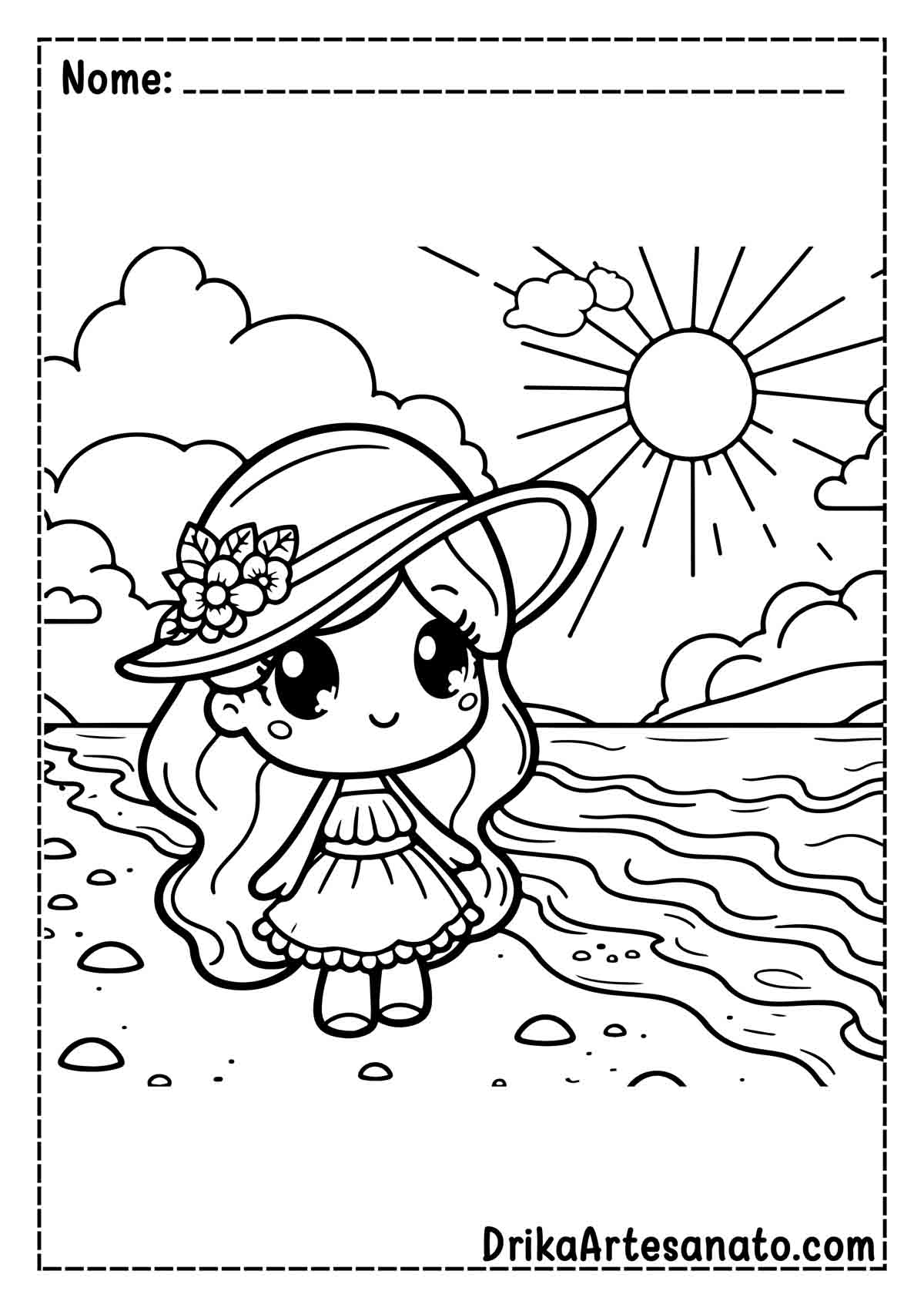 Desenho de Praia Infantil para Imprimir